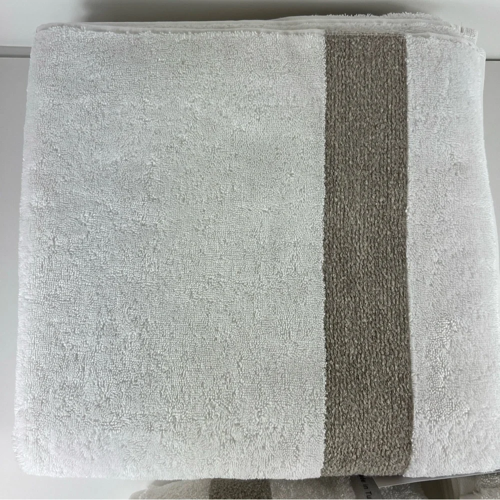 Pera Avenue Luxe Bath Towel Set 100% Turkish Cotton Cream & Tan 8 Piece Set